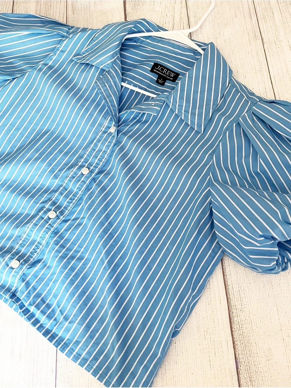 J Crew blue puffy sleeve button-down shirt